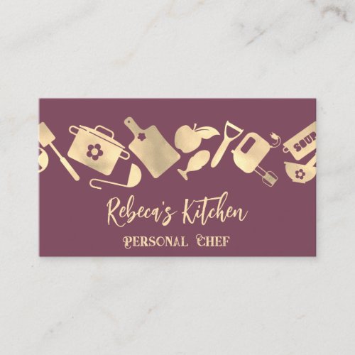 Personal Chef Restaurant Catering Logo QR Custom Business Card