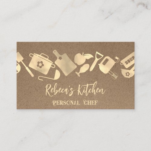 Personal Chef Restaurant Catering Logo QR Kraft1  Business Card