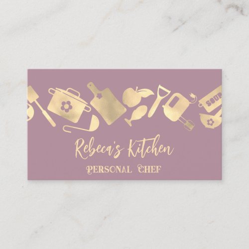 Personal Chef Restaurant Catering Logo QR Purple Business Card