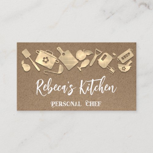 Personal Chef Restaurant Catering QR Logo Kraft Business Card