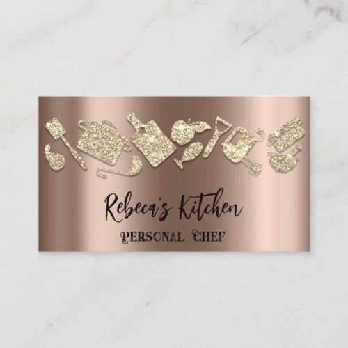 Personal Chef Restaurant Catering QR Logo Rose  Business Card