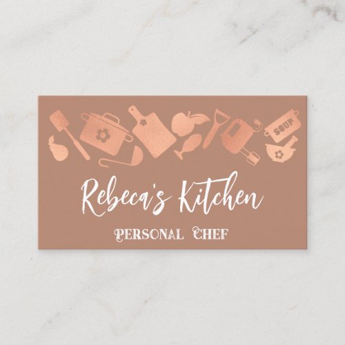 Personal Chef Restaurant Catering QR Logo Rose Business Card