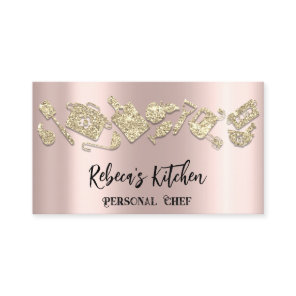 Personal Chef Restaurant Catering QR LogoRose Gold Business Card