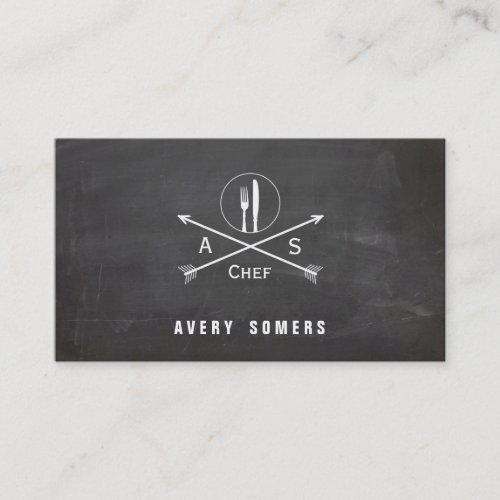 Personal Chef Retro Arrows and Cutlery Cool Black Business Card