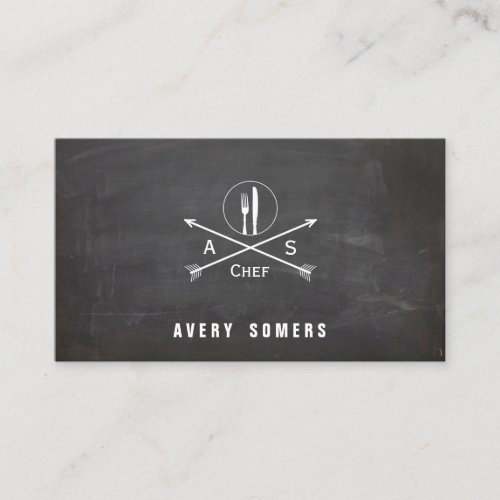 Personal Chef Retro Arrows and Cutlery Cool Black Business Card