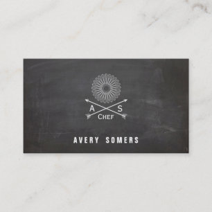 Personal Chef Retro Arrows and Whisk Cool Black Business Card