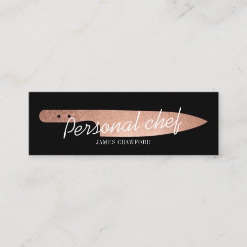 Personal chef rose gold knife minimalist catering mini business card