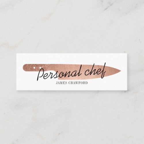 Personal chef rose gold knife minimalist catering mini business card