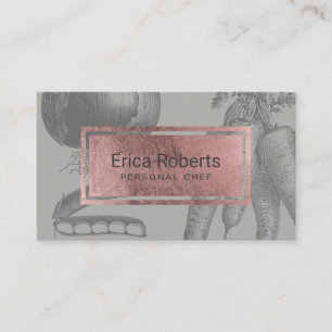 Personal Chef Rose Gold Label Vintage Vegetables Business Card