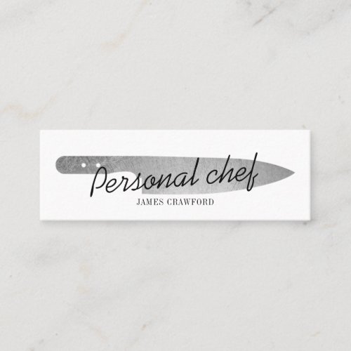 Personal chef silver knife minimalist catering mini business card