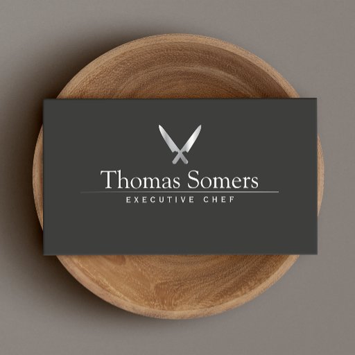 Customizable Personal Chef Simple Knife Logo Catering Business Card