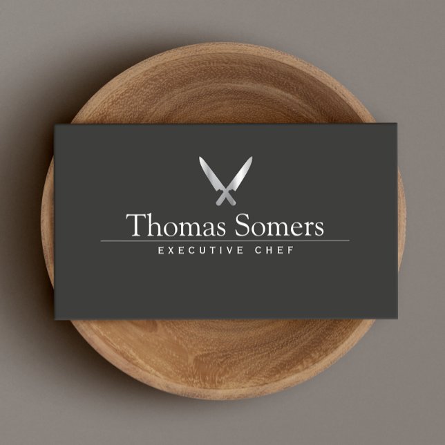 Personal Chef Simple Knife Logo Catering Business Card