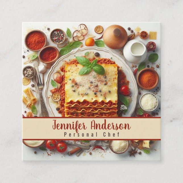 Personal Chef Sous Chef Restaurant Square Business Card (Front)
