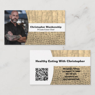 Personal Chef Tan Snake Skin Custom Photo QR Code Business Card