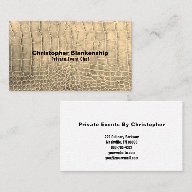 Personal Chef Tan Snake Skin Texture Custom Business Card (Front/Back)