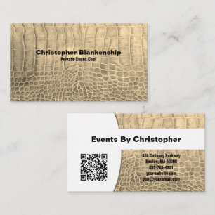 Personal Chef Tan Texture Snake Skin QR Code Business Card