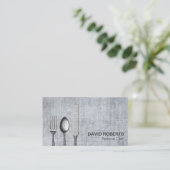 Personal Chef Vintage Silverware Catering Metal Business Card (Standing Front)