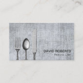 Personal Chef Vintage Silverware Catering Metal Business Card (Front)