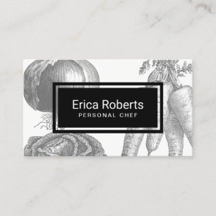 Personal Chef Vintage Vegetable illustration Business Card