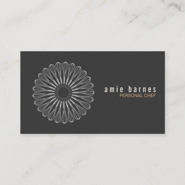 Personal Chef Whisk Logo Black Business Card (Front)