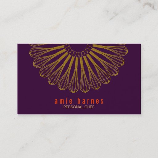 Customizable Personal Chef Whisk Logo Purple Business Card