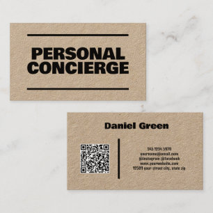Personal Concierge QR Kraft Business Card