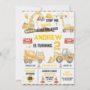 Personal Construction Party theme Birthday  Invitation