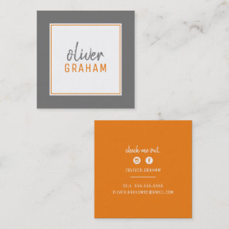 PERSONAL CONTACT bold border lime green orange Square Business Card