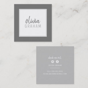 PERSONAL CONTACT bold border ombre gray grey Square Business Card