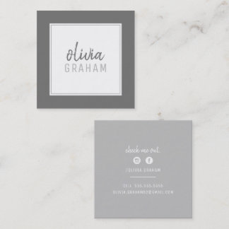 PERSONAL CONTACT bold border ombre gray grey Square Business Card