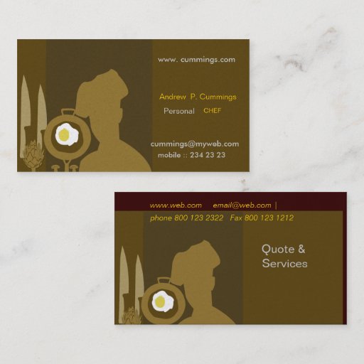 Customizable Modern  Chef &amp; Personal Cook Business Card Template