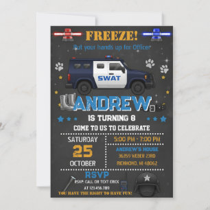 Personal Cop Policeman Birthday Party for Kid Invitation