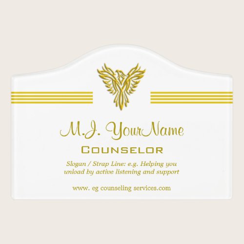 Personal Counselor, gold stripes uplifting phoenix Door Sign