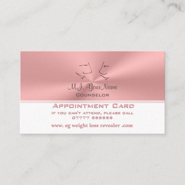 Personal Counselor luxurious pink chrome-look Appointment Card (Front)