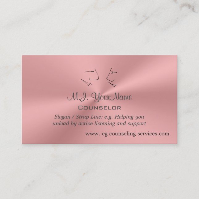 Personal Counselor luxury pink chrome-effect Business Card (Front)