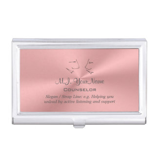 Personal Counselor luxury pink chrome-effect Business Card Holder