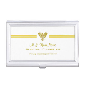 Personal Counselor luxury stripes and gold phoenix Business Card Holder