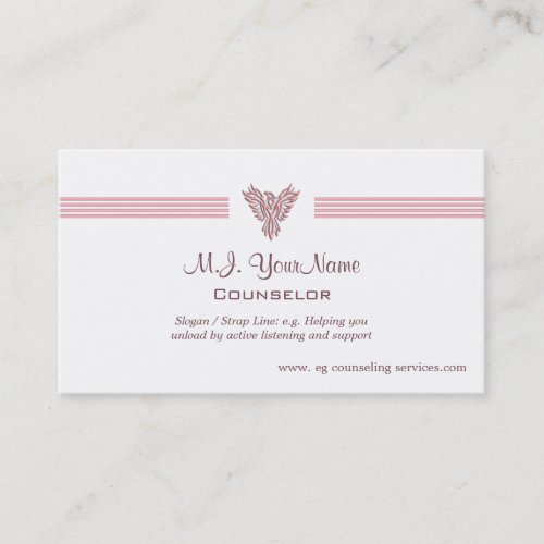 Personal Counselor luxury stripes and pink phoenix Business Card