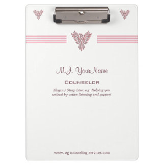 Personal Counselor luxury stripes and pink phoenix Clipboard