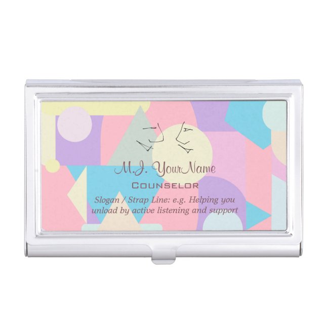 Personal Counselor Pastel Shapes in Collage Business Card Case (Front)
