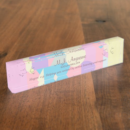 Personal Counselor Pastel Shapes in Collage Name Plate