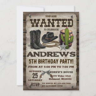 Personal Country Western Vintage Cowboy Birthday Invitation