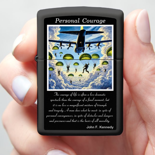 Personal Courage: Airborne Descent Zippo Lighter (In Hand)