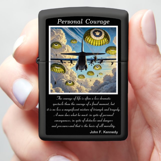 Personal Courage: Drifting Downward Zippo Lighter (In Hand)