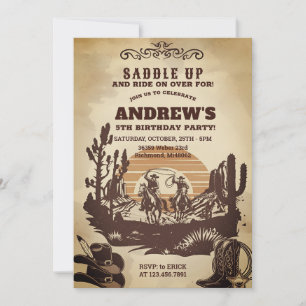 Personal Cowboy Western Birthday Party Invitation