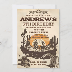 Personal Cowboy Western Country Birthday Invitation