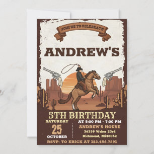 Personal Cowboy Wild Country Western Birthday Invitation