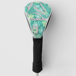 Personal Creative Floral Neuro Art Teal Green Golf Head Cover