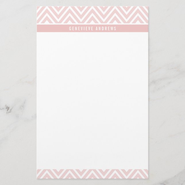PERSONAL CUSTOM chevron patterned cute baby pink Stationery (Front)