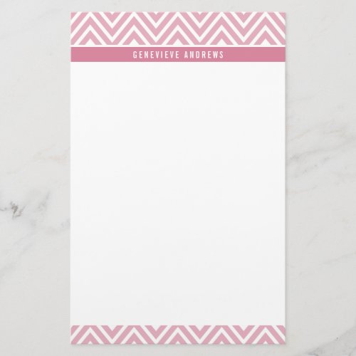 PERSONAL CUSTOM chevron patterned cute rose pink Stationery